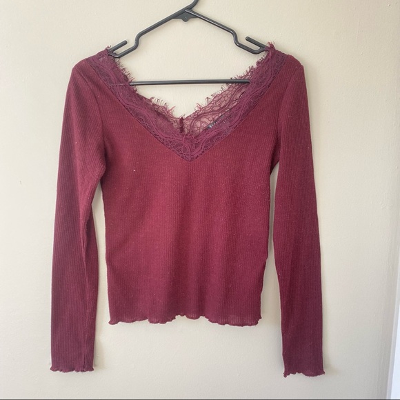 Burgundy Long Sleeve Top - Picture 2 of 6